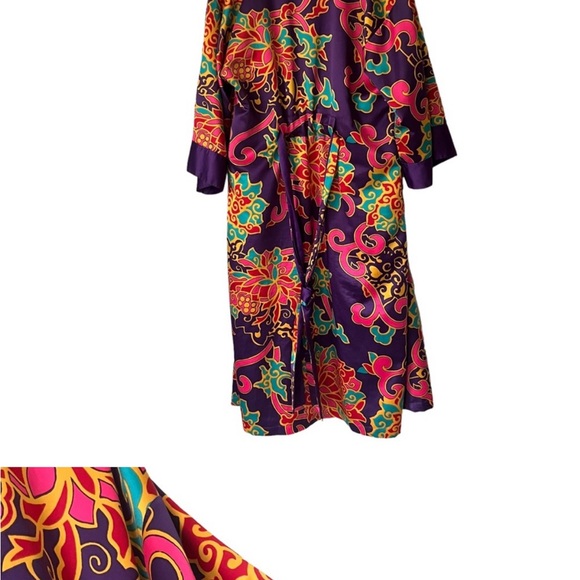 Natori Womens Nightgown Gown and Robe Set Purple Multicolor Floral Size Large - Picture 4 of 5
